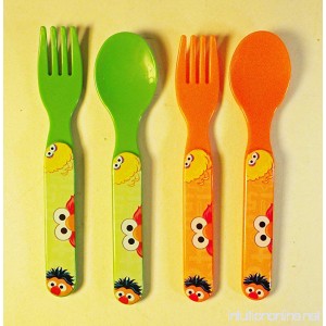 Set of 4 Sesame Street Ernie Elmo & Big Bird Plastic Forks & Spoons - B01GOSOE58